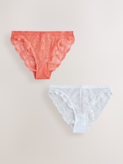 Orange/White High Leg Lace Knickers 2 Pack - Image 1 of 5
