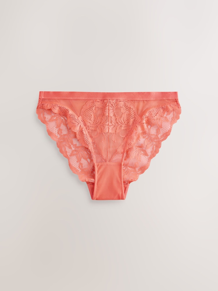 Orange/White High Leg Lace Knickers 2 Pack - Image 2 of 5