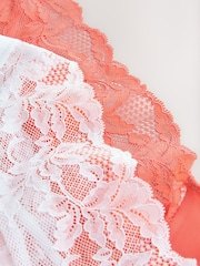 Orange/White High Leg Lace Knickers 2 Pack - Image 4 of 5