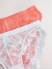 Orange/White High Leg Lace Knickers 2 Pack - Image 5 of 5