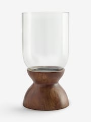 Natural N. Premium Glass With Wood Base Hurricane Candle Holder - Image 4 of 4