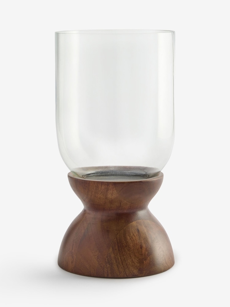 Natural N. Premium Glass With Wood Base Hurricane Candle Holder - Image 4 of 4 Natural N. Premium Glass With Wood Base Hurricane Candle Holder - Image 4 of 4