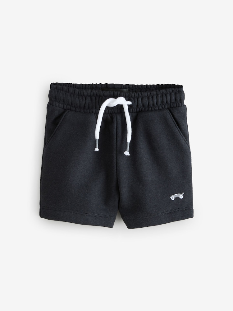 Black Embroided Jersey Basic Shorts - Image 1 of 1