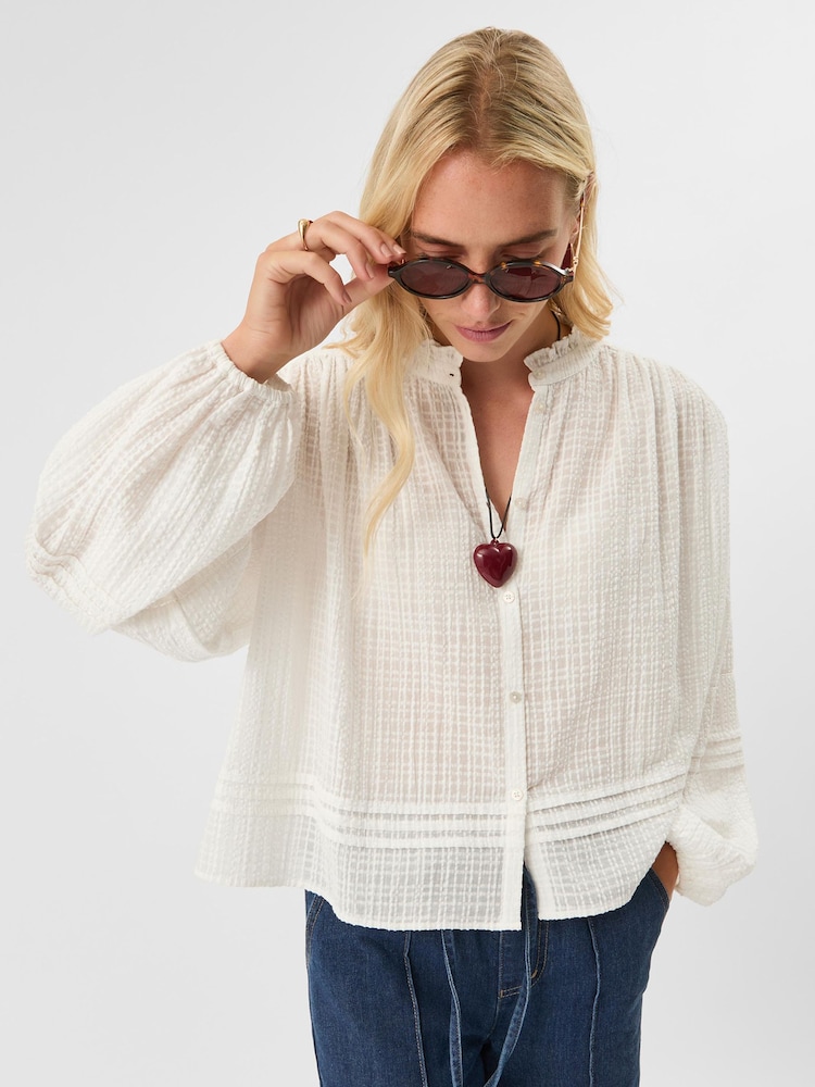 Accessorize White Frilly Woven Cotton Shirt - Image 1 of 4