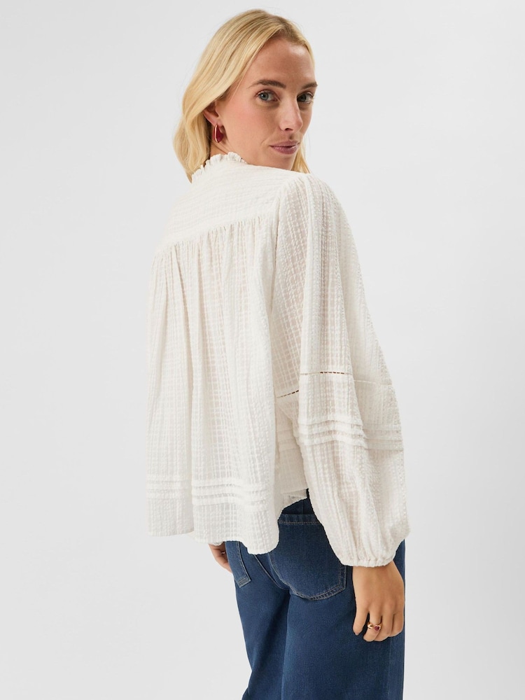 Accessorize White Frilly Woven Cotton Shirt - Image 2 of 4