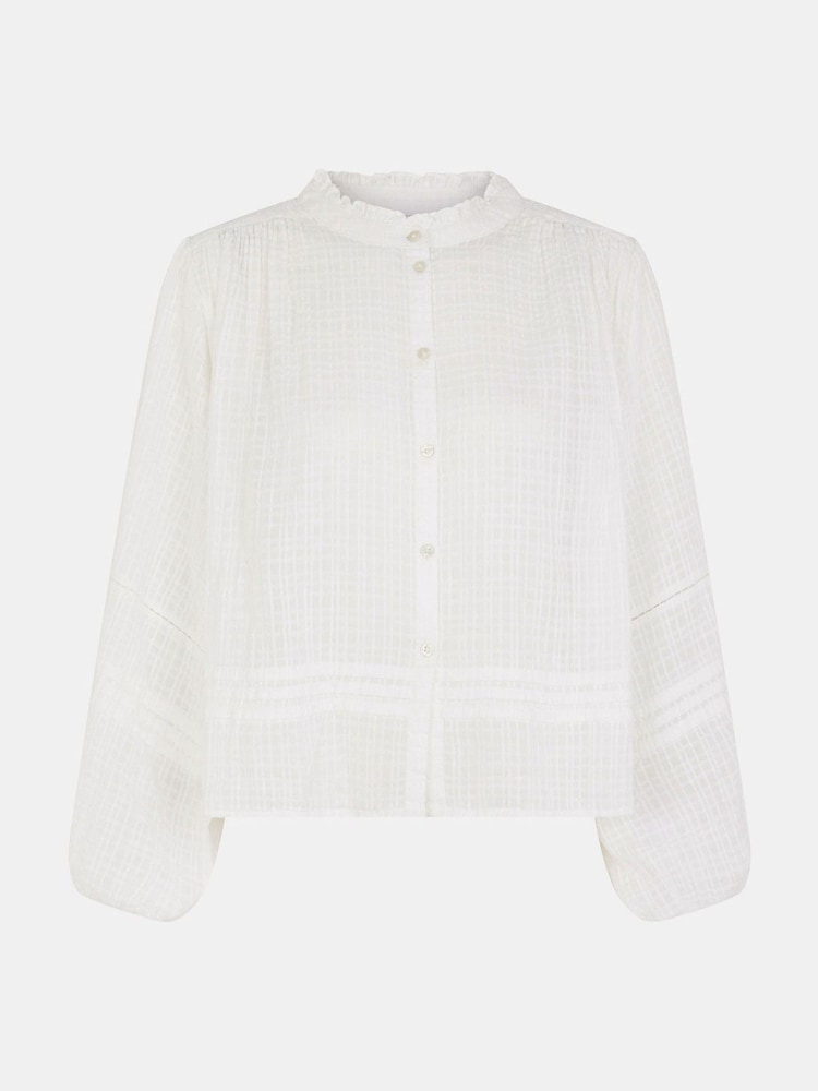 Accessorize White Frilly Woven Cotton Shirt - Image 4 of 4