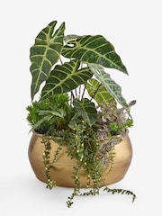 Green Light Up Artificial Plants In Gold Metal Bowl - Image 3 of 5