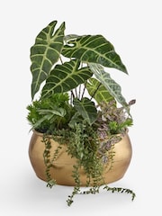 Green Light Up Artificial Plants In Gold Metal Bowl - Image 4 of 5