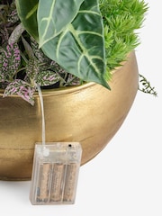 Green Light Up Artificial Plants In Gold Metal Bowl - Image 5 of 5