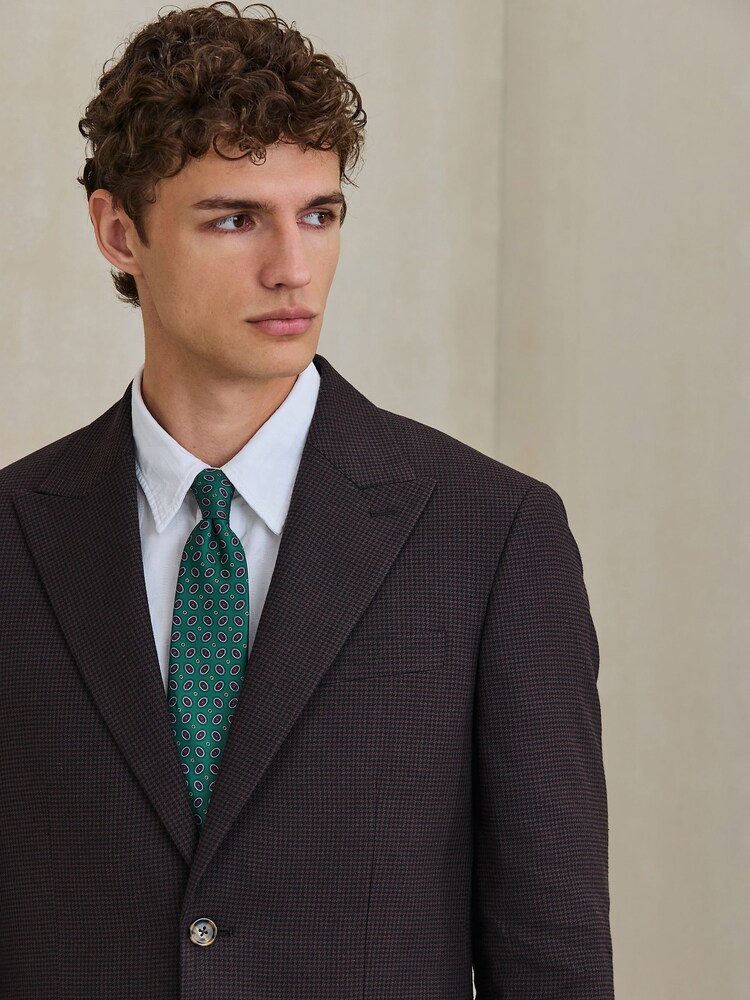 Brown Regular Fit Nova Fides Italian Wool Blend Puppytooth Texture Suit Jacket - Image 1 of 5 Brown Regular Fit Nova Fides Italian Wool Blend Puppytooth Texture Suit Jacket - Image 1 of 5