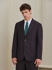 Brown Regular Fit Nova Fides Italian Wool Blend Puppytooth Texture Suit Jacket - Image 2 of 5