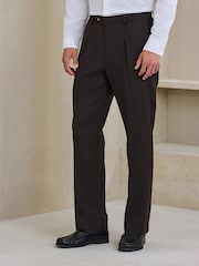 Brown Regular Fit Nova Fides Italian Wool Blend Puppytooth Texture Suit Trousers - Image 1 of 4