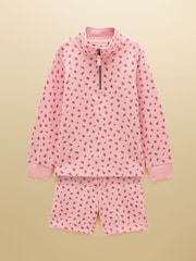 Joules Kids' Pink Quater Zip Sweatshirt and Shorts Set - Image 1 of 9