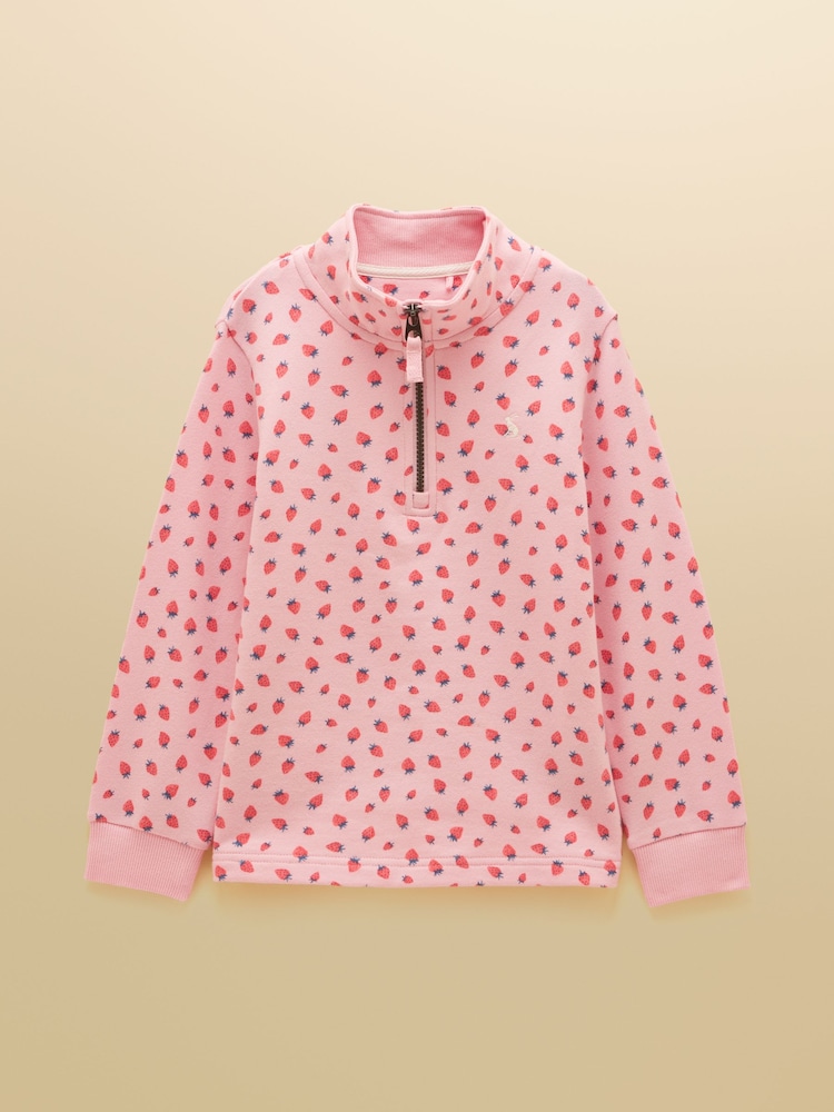 Joules Kids' Pink Quater Zip Sweatshirt and Shorts Set - Image 2 of 9