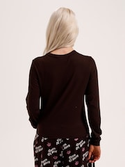 Juicy Couture Brown Queen Of Sleep Ls Pyjamas Set - Image 2 of 3