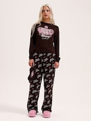 Juicy Couture Brown Queen Of Sleep Ls Pyjamas Set - Image 3 of 3