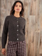 Threadbare Brown Chunky Knit Button Up Cardigan - Image 1 of 5