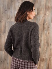 Threadbare Brown Chunky Knit Button Up Cardigan - Image 2 of 5