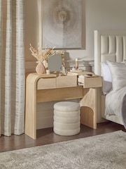 Mid Natural Mia Oak Effect Light Up 2 Drawer Console Dressing Table - Image 1 of 9