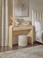 Mid Natural Mia Oak Effect Light Up 2 Drawer Console Dressing Table - Image 2 of 9