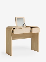 Mid Natural Mia Oak Effect Light Up 2 Drawer Console Dressing Table - Image 6 of 9