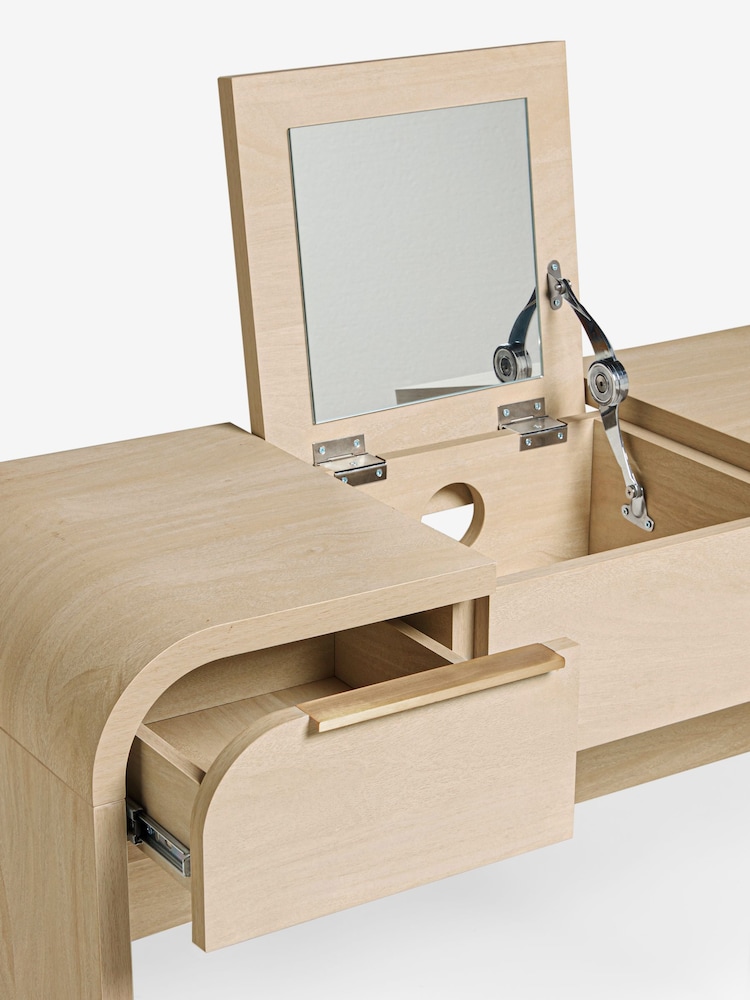 Mid Natural Mia Oak Effect Light Up 2 Drawer Console Dressing Table - Image 9 of 9