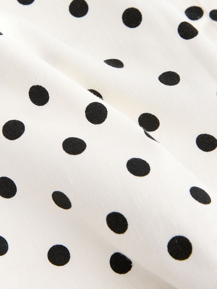 Monochrome Polka Dot Mini Skirt with Linen - Image 8 of 8