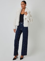 Threadbare Cream Cropped Faux Fur Coat - Image 3 of 4