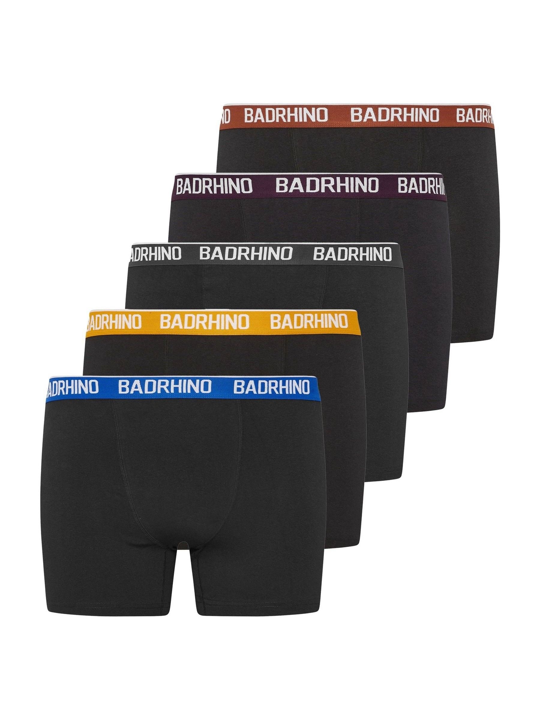 BadRhino 5 Pack Blue/Yellow/Brown/Purple/Black Band Boxers - Men's - Plus Size Curve - Image 3