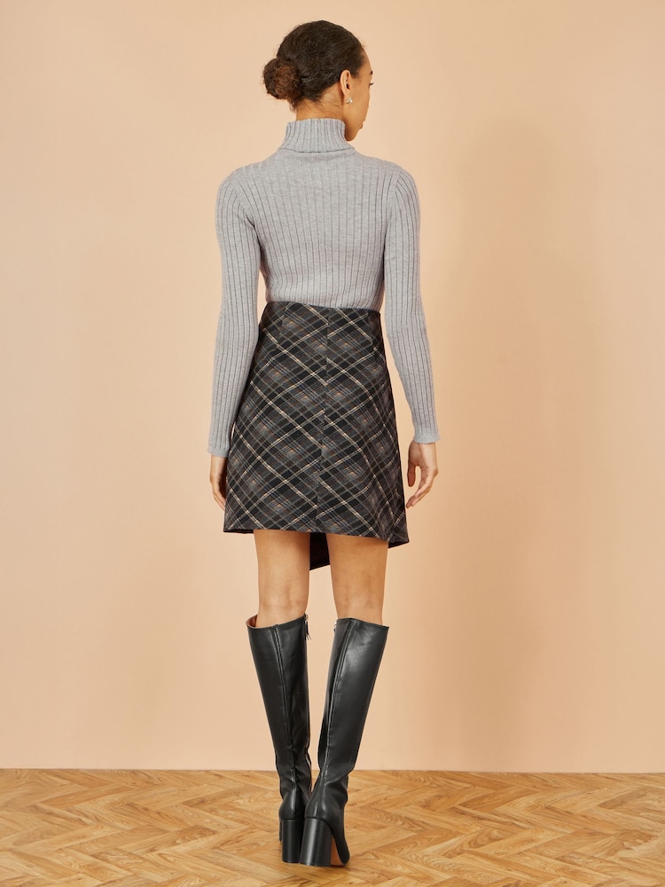 Yumi Black Check Wrap Skirt With Buckle - Image 2 of 3
