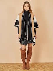 Yumi Brown Colour Block Cape Poncho - Image 2 of 4