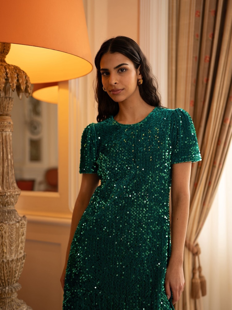 Yumi Green Sequin Tunic - Image 1 of 5