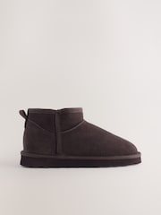 Chocolate Brown Suede Standard/Wide Fit Water Repellent Faux Fur Ankle Boots - Image 1 of 5