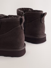 Chocolate Brown Suede Standard/Wide Fit Water Repellent Faux Fur Ankle Boots - Image 3 of 5