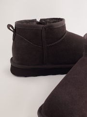 Chocolate Brown Suede Standard/Wide Fit Water Repellent Faux Fur Ankle Boots - Image 4 of 5