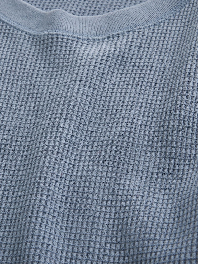Azul - Hollister Crew Neck Textured Wash Long Sleeve T-Shirt - Imagen 2 de 2