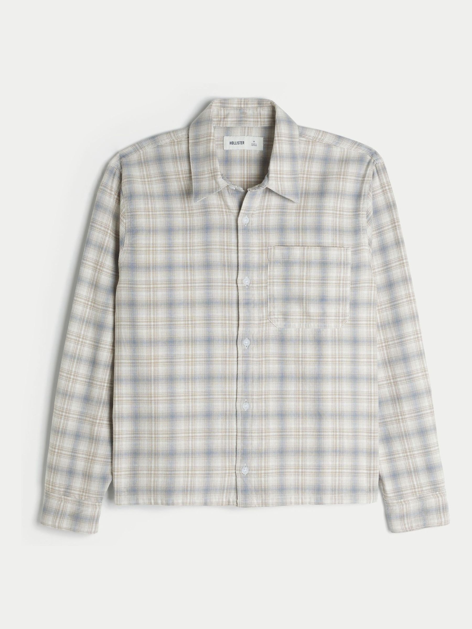 Buy Hollister White Flannel Check Button Through Shirt from Next USA Buy Hollister White Flannel Check Button Through Shirt from Next USA