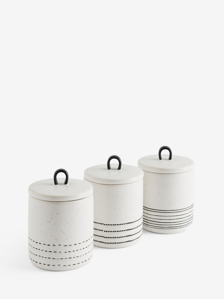 Set of 3 speckle ceramic storage Jars - Imagen 1 de 1 Set of 3 speckle ceramic storage Jars - Imagen 1 de 1