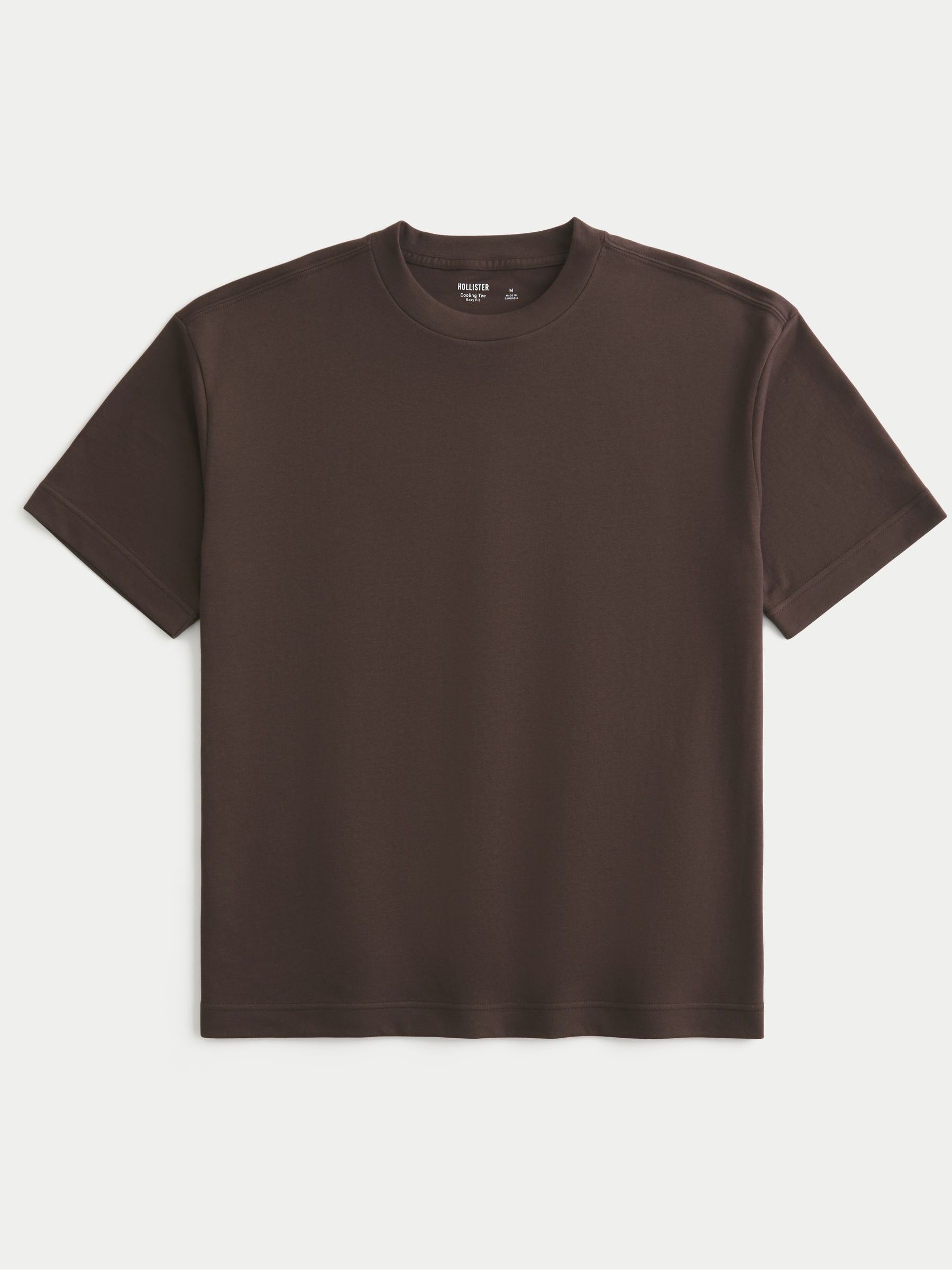 Buy Hollister Brown Cooling Fabric Boxy Short Sleeve T-Shirt from