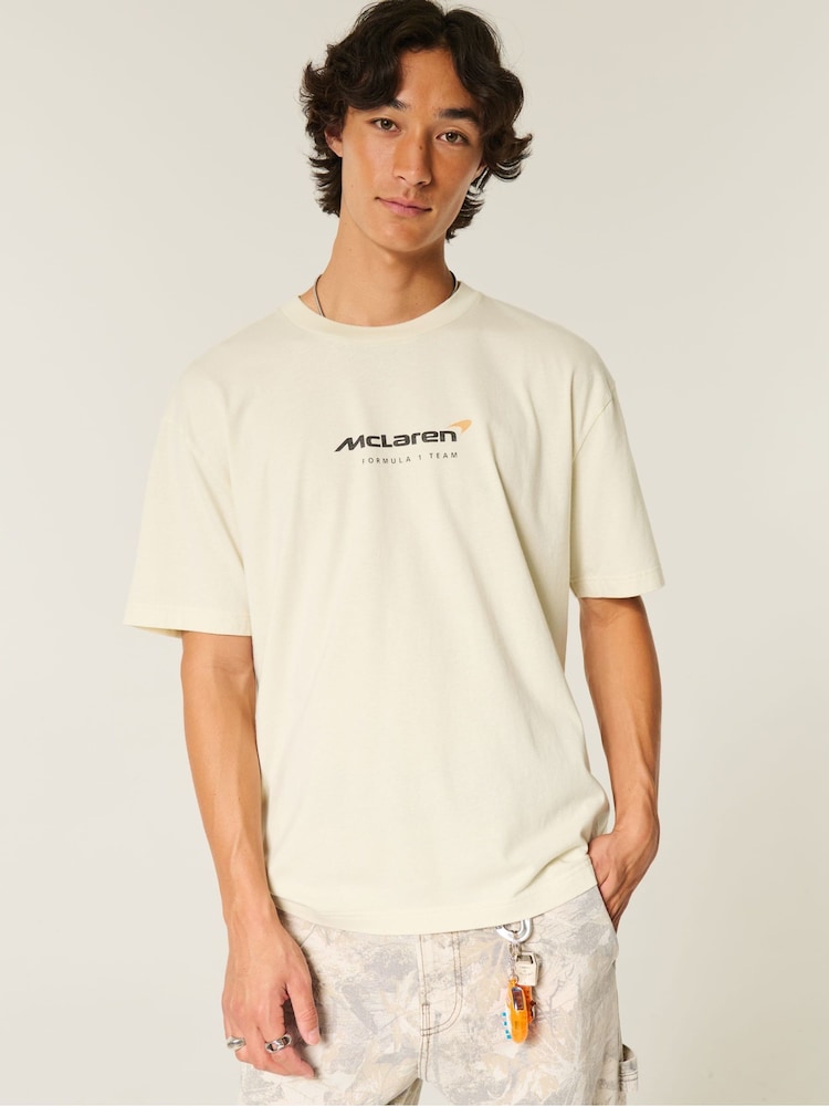 Hollister Cream McLaren Back Print Graphic Short Sleeve T-Shirt - Image 1 of 5