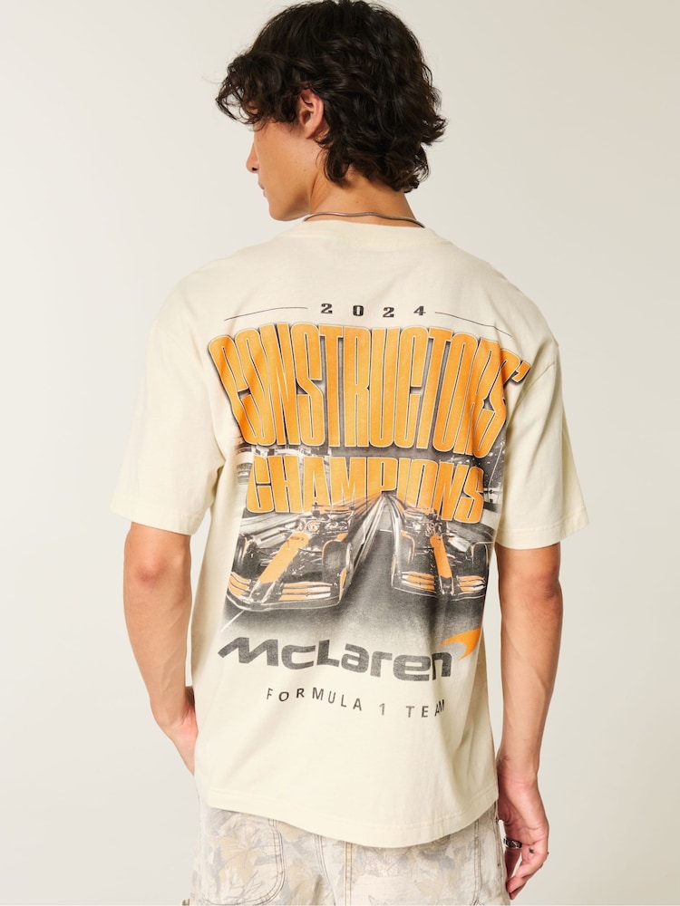 Hollister Cream McLaren Back Print Graphic Short Sleeve T-Shirt - Image 2 of 5