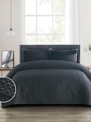 Duchamp Blackened Pearl Premium Satin Geo Dutch Velvet Bedspread - Image 1 of 4