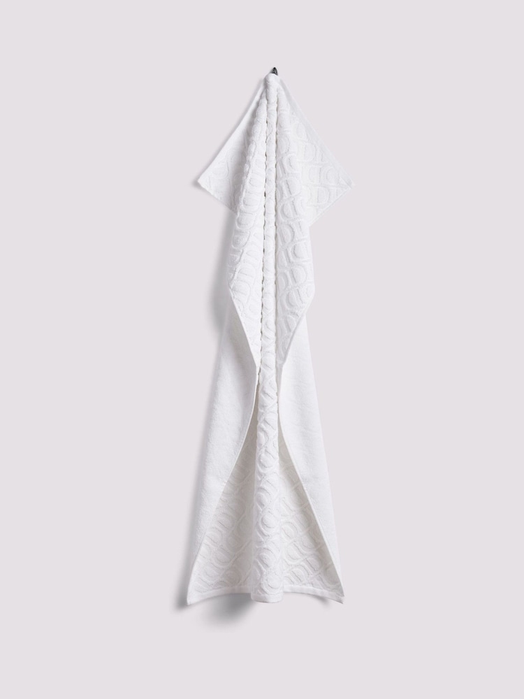 Duchamp Bright White Premium Cotton Monogram Bath Towel - Image 1 of 3