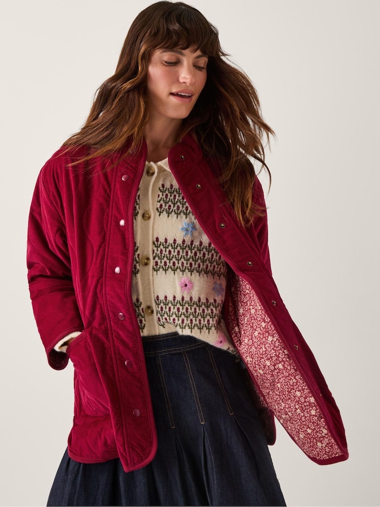 Monsoon Red Mandy Corduroy Quilted Jacket - Image 1 of 5 Monsoon Red Mandy Corduroy Quilted Jacket - Image 1 of 5