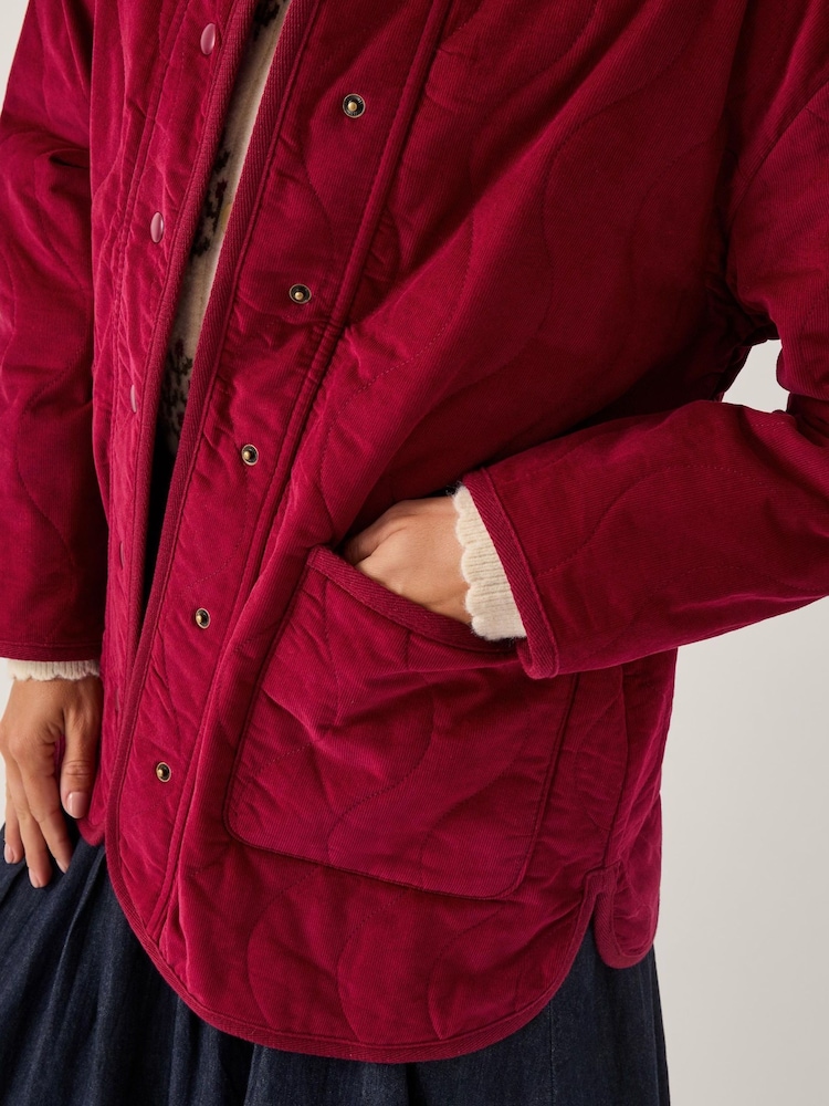 Monsoon Red Mandy Corduroy Quilted Jacket - Image 2 of 5 Monsoon Red Mandy Corduroy Quilted Jacket - Image 2 of 5