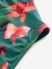 أخضر ـ بدلة سباحة للتحكم في البطن بفتحة ياقة عميقة بطبعة مورّدة من B by Ted Baker - Image 7 of 7