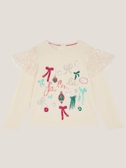 Monsoon Cream Fa La La Embellished Christmas Top - Image 2 of 4