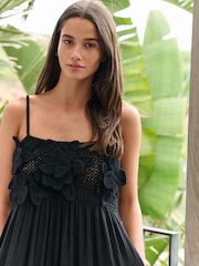 B by Ted Baker Cotton Crochet Beach Cover Up Black Dress - Image 3 of 4