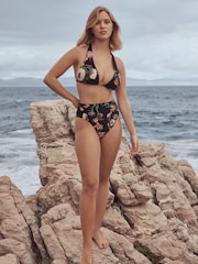 B by Ted Baker High Waist Black Floral Bikini Briefs - Image 1 of 5