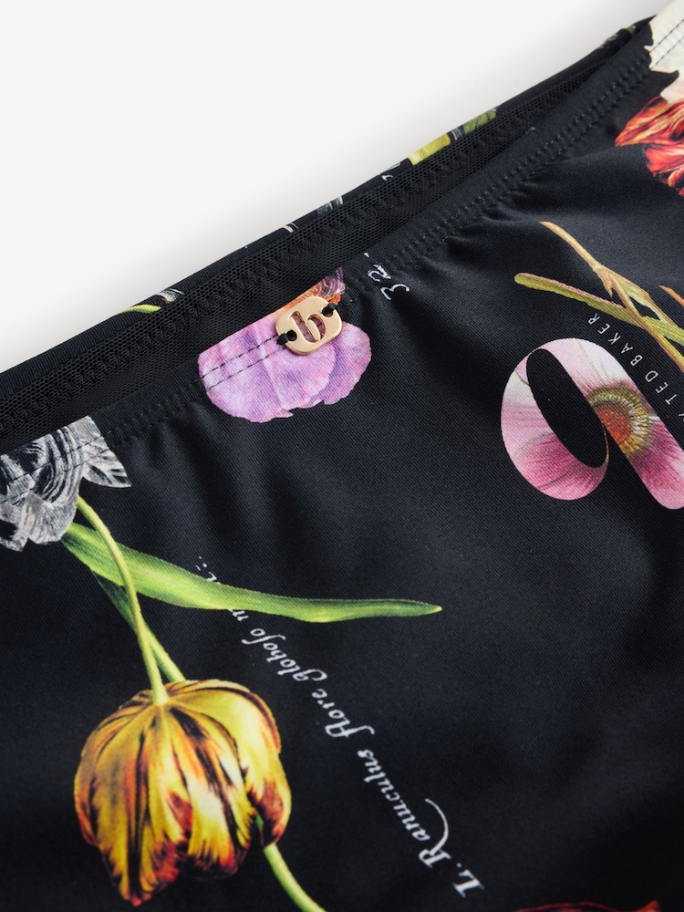 B by Ted Baker High Waist Black Floral Bikini Briefs - Image 9 of 9